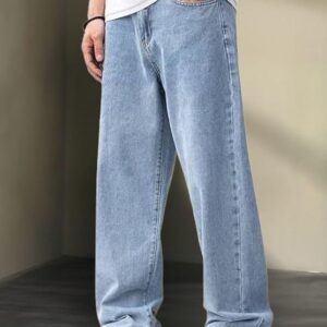 Loose Fit Mid Rise Light Blue Men Denim Jeans